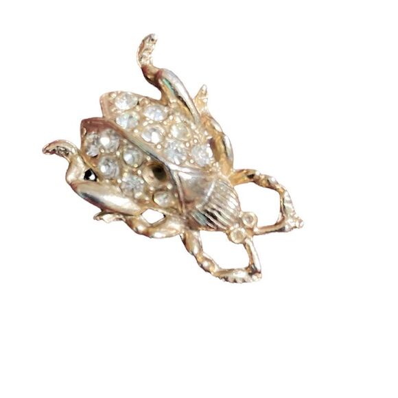 Diamanté Gold tone beetle brooch - Picture 3 of 10